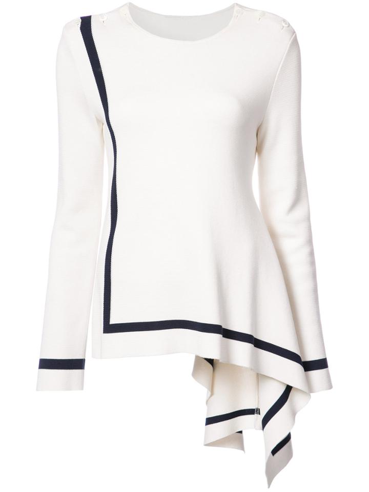 Oscar De La Renta Asymmetric Hem Pullover - White