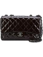 Chanel Vintage Crackled Leather Jumbo Flap Bag, Women's, Brown