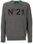 Nº21 Jacquard Logo Knitted Sweater - Grey