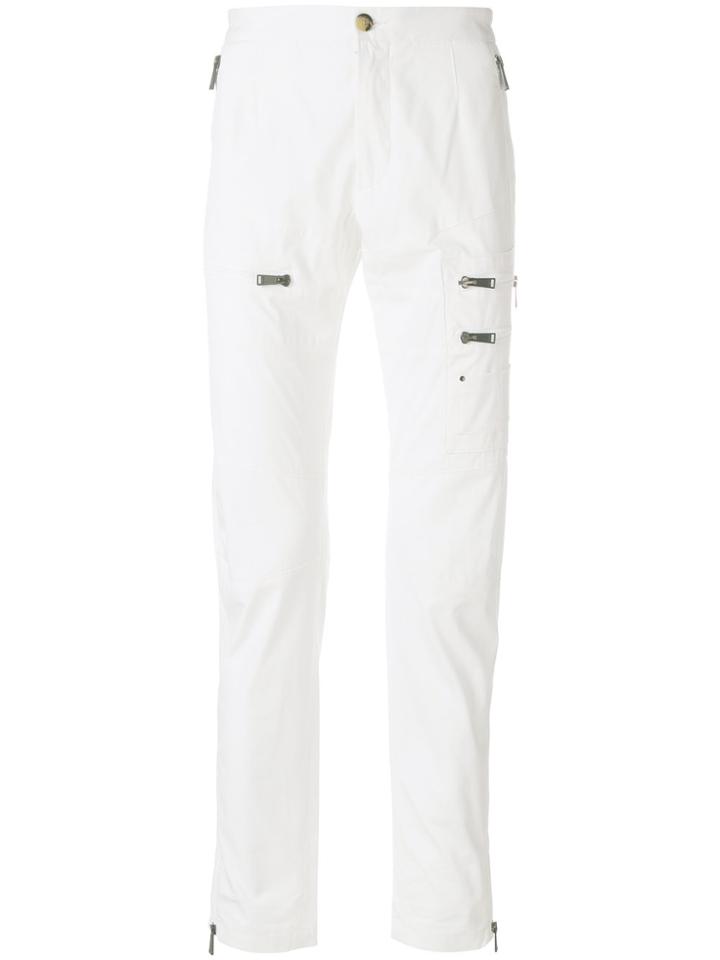 Versace Zipped Slim Trousers - White