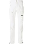Versace Zipped Slim Trousers - White