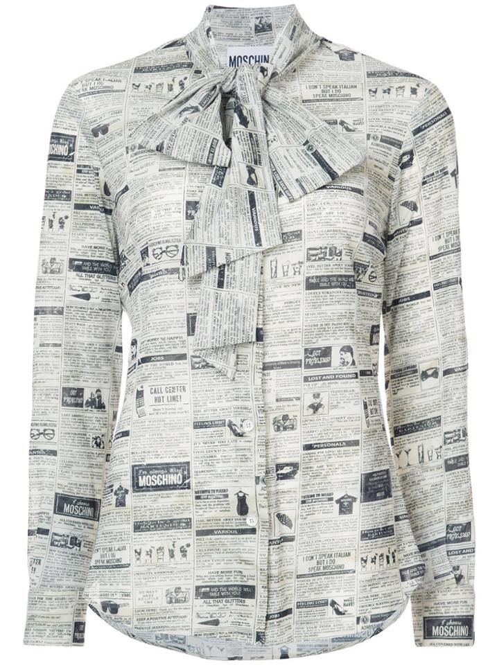 Moschino Newspaper Print Blouse - White