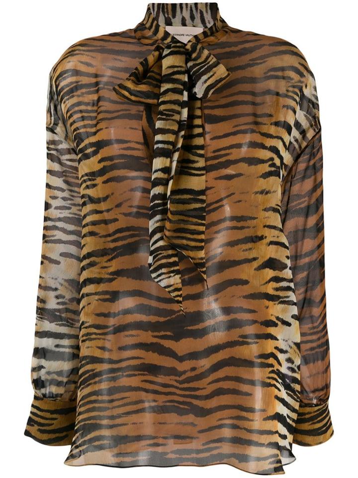 Alexandre Vauthier Tiger Print Blouse - Neutrals