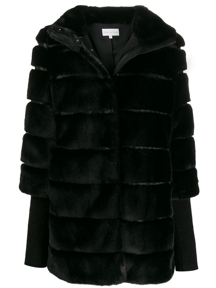 Patrizia Pepe Zipped Faux-fur Coat - Black