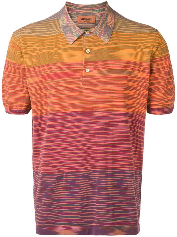 Missoni Knitted Striped Polo Shirt - Orange