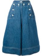 Sacai Loose Fit Denim Culottes, Women's, Size: 3, Blue, Cotton/linen/flax