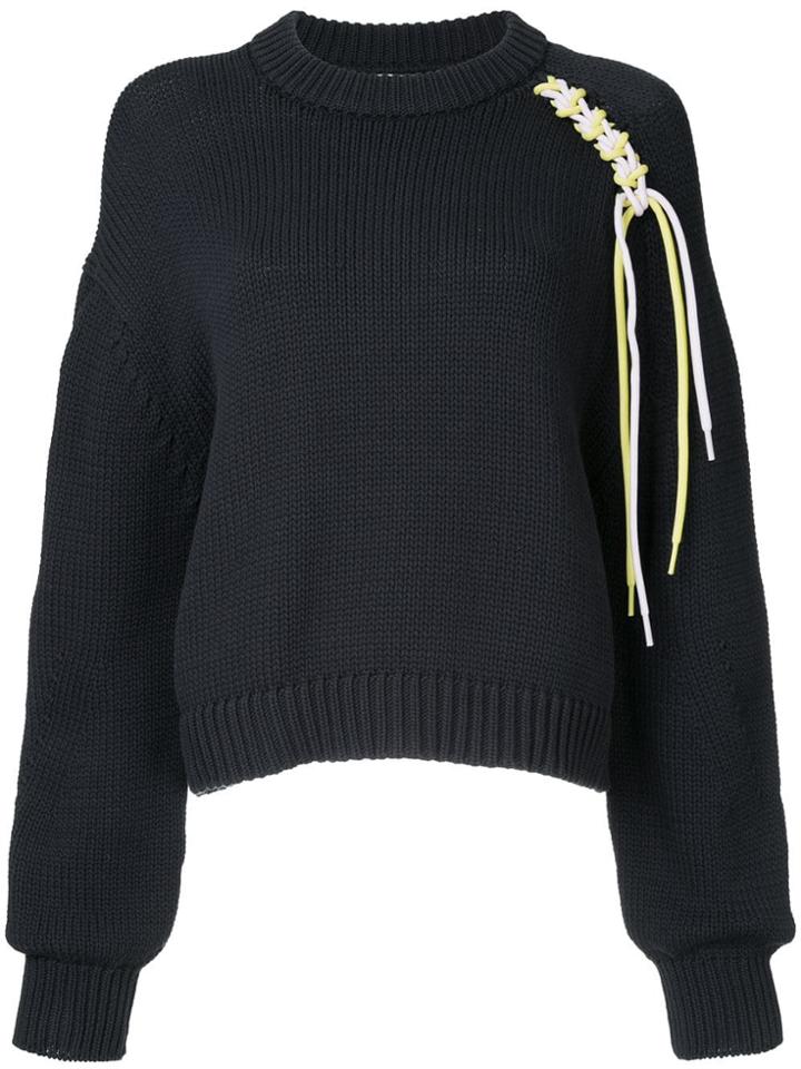 Tibi Lace-up Cropped Jumper - Blue