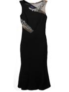 Marchesa Notte Jewel Embellished Fitted Dress, Women's, Size: 0, Black, Polyester/spandex/elastane