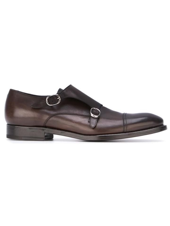 Henderson Baracco Classic Monk Shoes, Men's, Size: 43.5, Brown, Calf Leather/leather