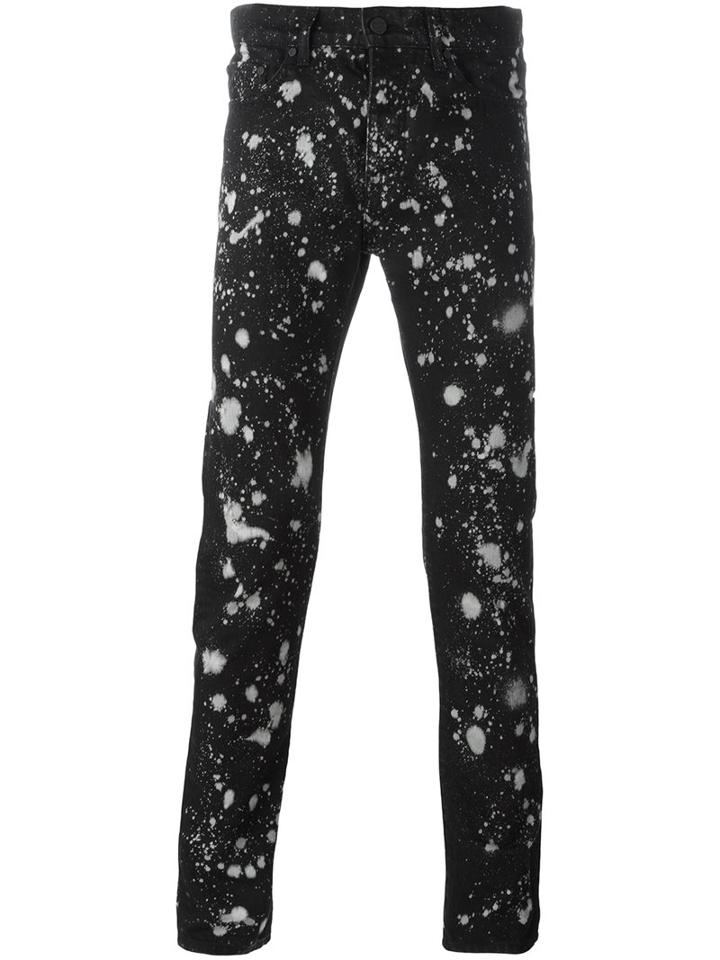 Études Paint Splatter Print Jeans, Men's, Size: 32, Black, Cotton