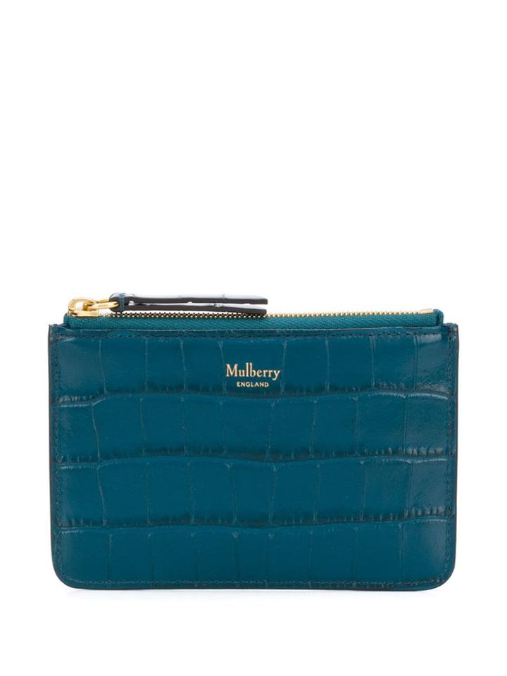 Mulberry Zip Coin Pouch Shiny Croc - Blue