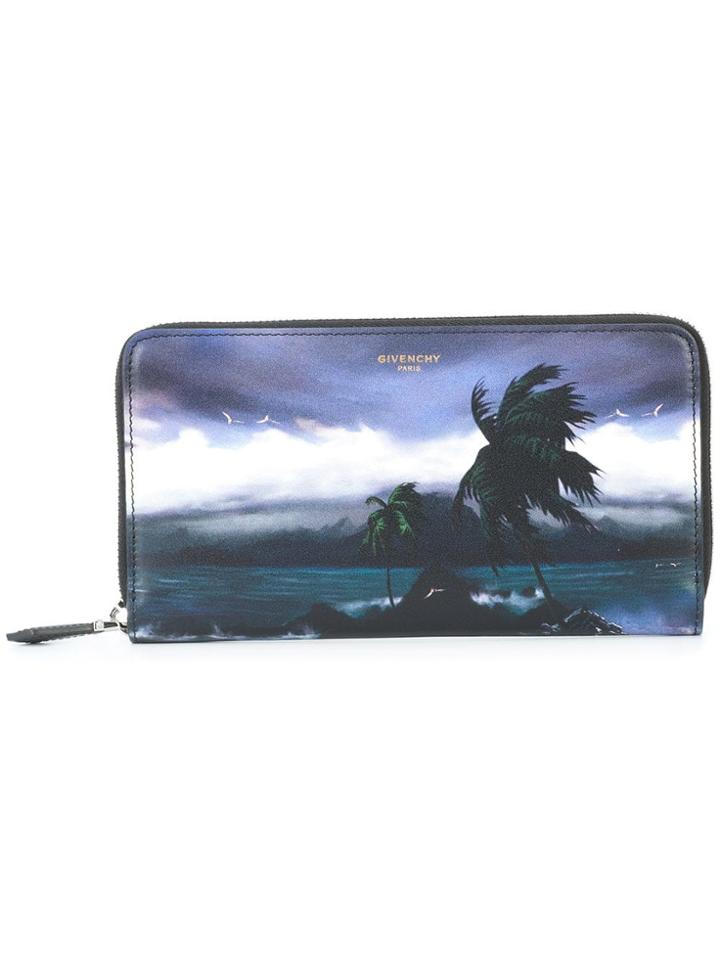 Givenchy Hawaii Print Zip Around Wallet - Blue