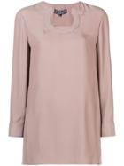 Salvatore Ferragamo Gancini Stitched Neckline Blouse - Nude & Neutrals