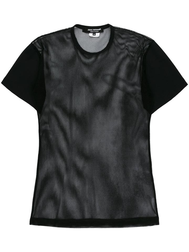 Junya Watanabe Comme Des Garçons - Sheer Detail T-shirt - Women - Nylon/polyester/polyurethane - S, Black, Nylon/polyester/polyurethane