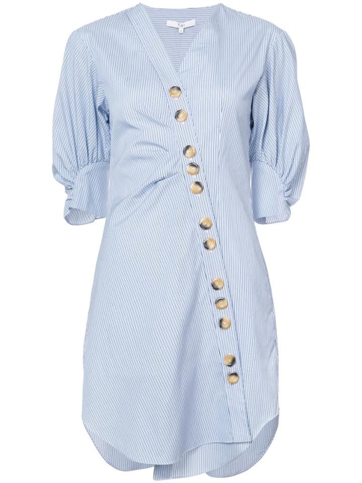 Tibi Jones Stripe Asymmetric Shirt Dress - Blue