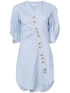 Tibi Jones Stripe Asymmetric Shirt Dress - Blue