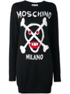 Moschino Skull Intarsia Dress, Women's, Size: Large, Black, Virgin Wool