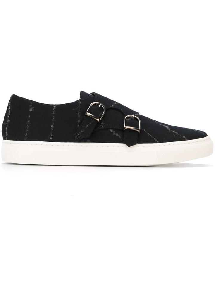 Cédric Charlier Pinstripe Monk Strap Sneakers