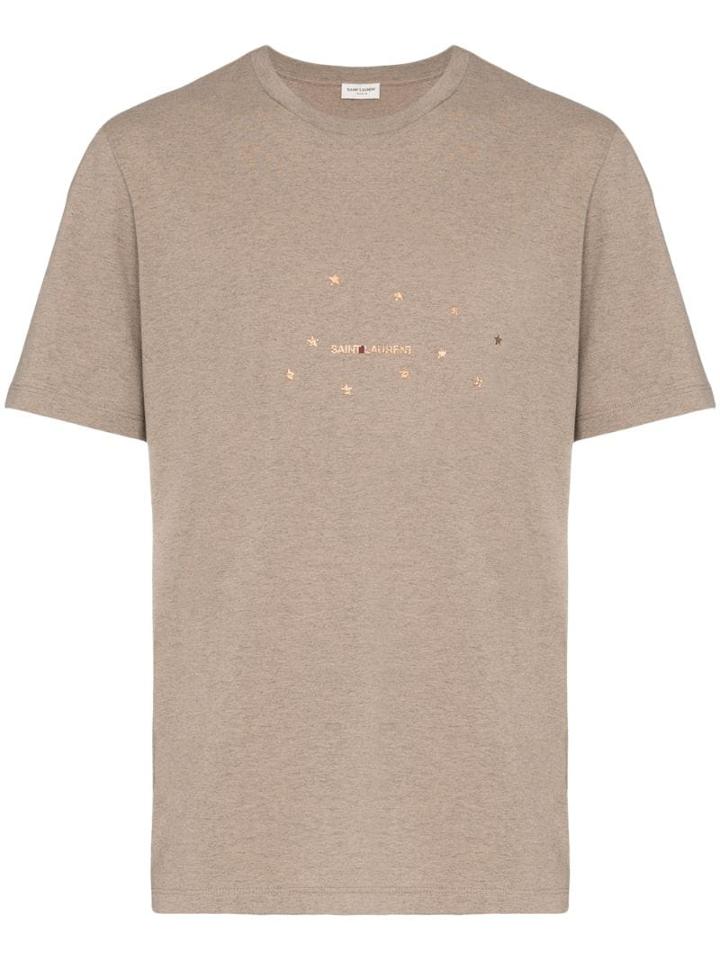 Saint Laurent Star Logo Print T-shirt - Neutrals