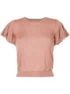Red Valentino Frill Sleeve Knitted Top - Pink & Purple