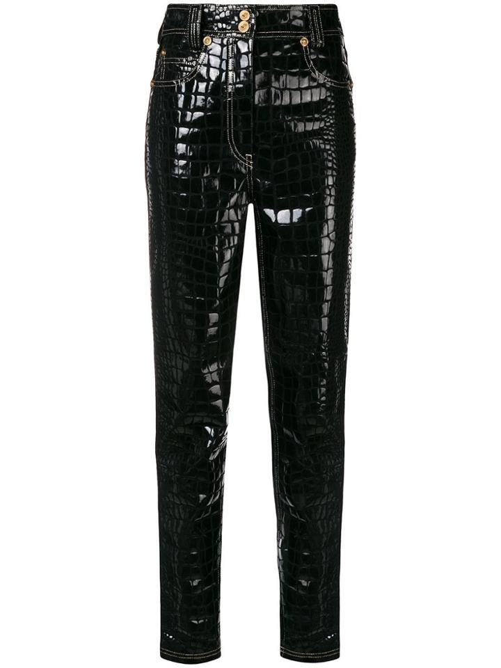 Versace Croco-embossed Trousers - Black