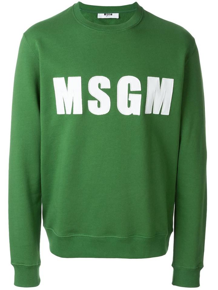 Msgm Logo Patch Sweatshirt, Men's, Size: Xl, Green, Cotton