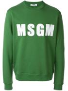 Msgm Logo Patch Sweatshirt, Men's, Size: Xl, Green, Cotton