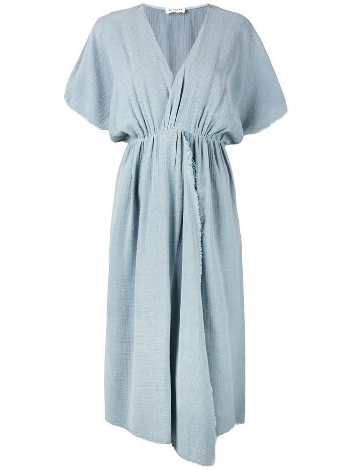Masscob - Fray-trimmed Asymmetric Dress - Women - Cotton/viscose - S, Women's, Blue, Cotton/viscose
