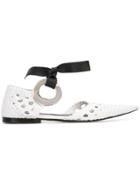 Proenza Schouler Woven Grommet Flats - White