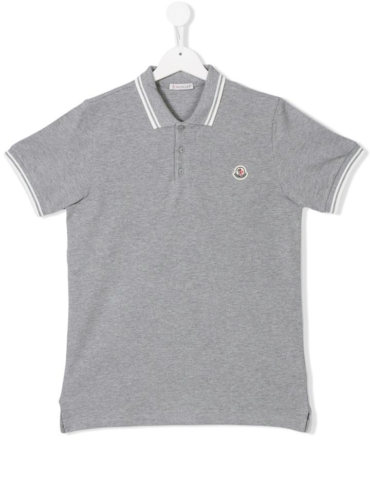 Moncler Kids Teen Contrast-trim Polo Shirt - Grey