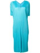 Pleats Please By Issey Miyake Pleated Flared Midi Dress - Blue