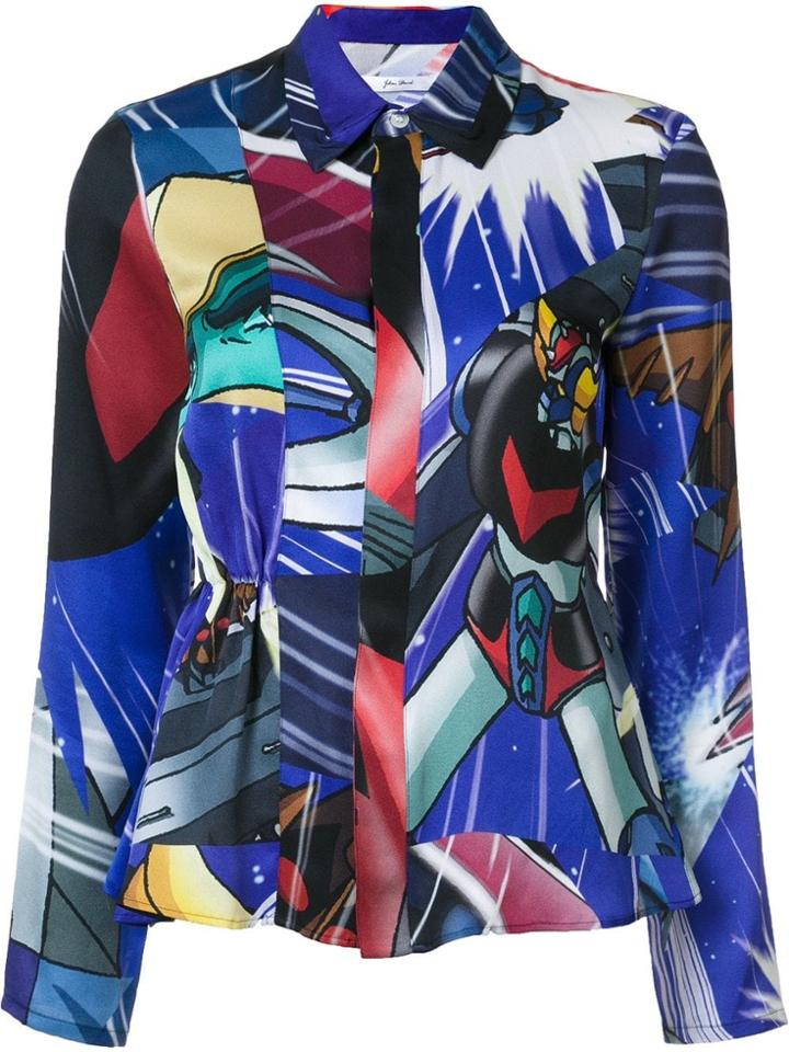 Julien David Flared Waist Blouse - Blue
