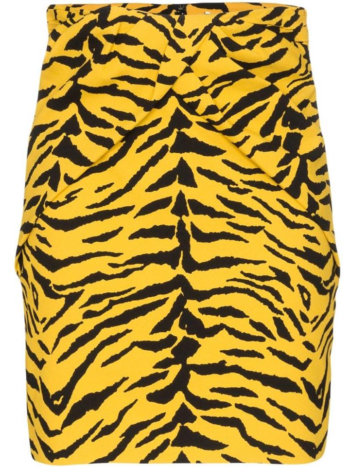 Saint Laurent Tiger Print Peplum Skirt - Yellow
