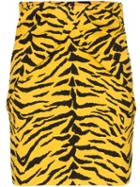Saint Laurent Tiger Print Peplum Skirt - Yellow