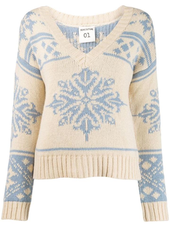 Semicouture Intarsia Knit Jumper - Neutrals