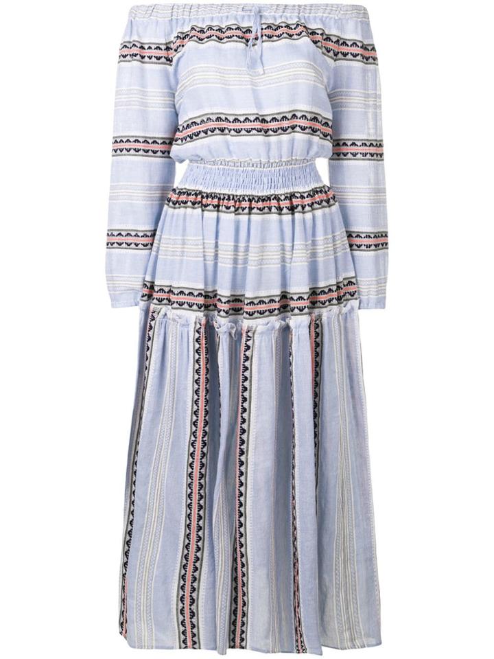 Lemlem Striped Off Shulder Dress - Blue