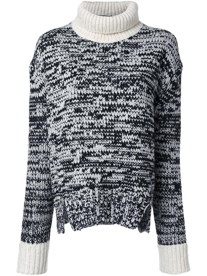 Jay Ahr Contrast High Neck Pullover, Women's, Size: 34, Black, Acrylic/wool