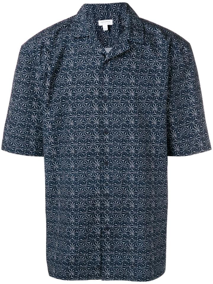 Sunspel All-over Stars Shirt - Blue