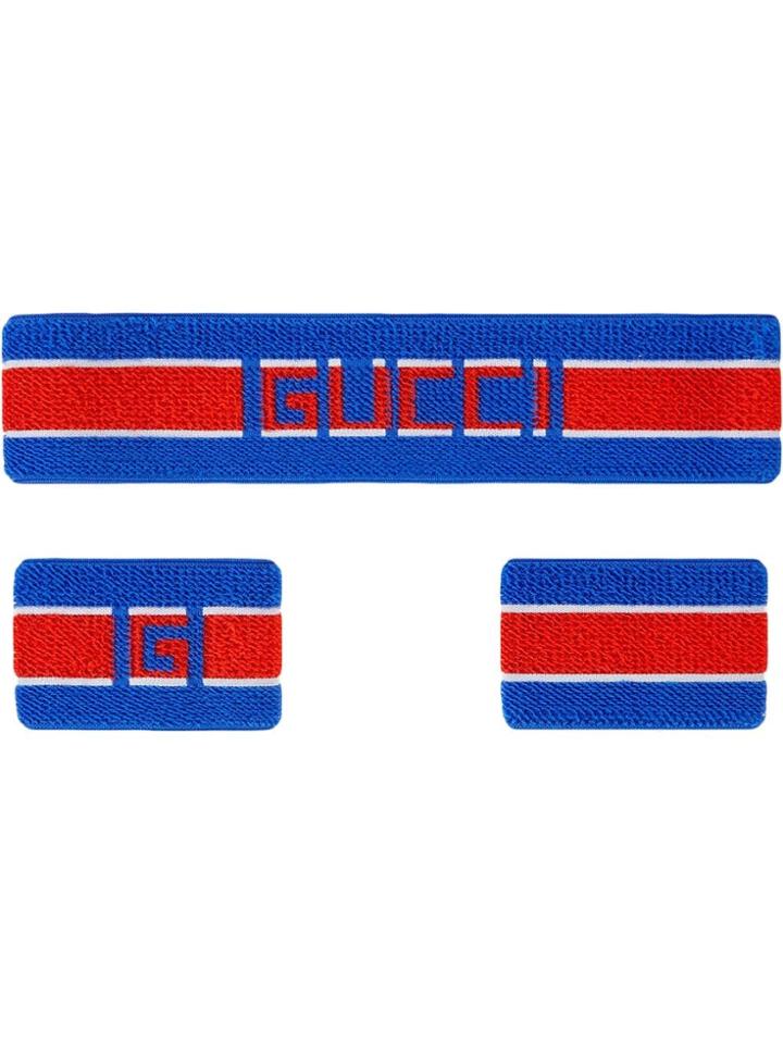 Gucci Gucci Stripe Headband And Wrist Cuffs - Blue
