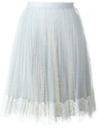 Red Valentino Embroidered Tulle Pleated Skirt