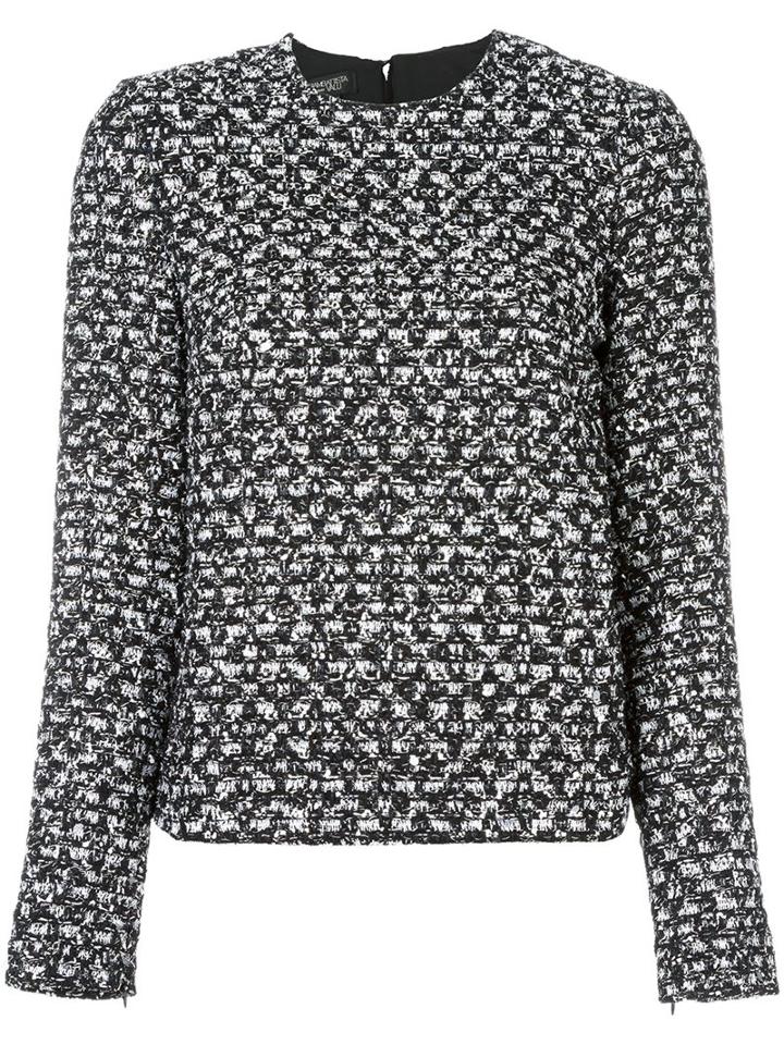 Giambattista Valli Tweed Longsleeved Blouse, Women's, Size: 40, Black, Silk/cotton/virgin Wool