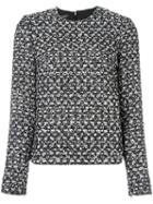Giambattista Valli Tweed Longsleeved Blouse, Women's, Size: 40, Black, Silk/cotton/virgin Wool