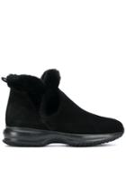 Hogan Fur Trimmed Boots - Black
