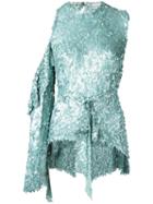 Magda Butrym - Sequin Embellished Tie Waist Blouse - Women - Silk/polyester - 36, Green, Silk/polyester