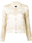 3x1 Floral Embroidery Bomber Jacket, Size: Large, Nude/neutrals, Polyester/cotton/rayon