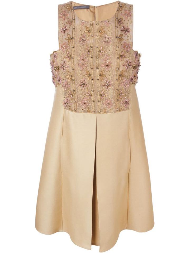 Alberta Ferretti Lace Embellished Dress, Women's, Size: 40, Nude/neutrals, Acetate/rayon/silk/cotton