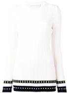 Victoria Beckham - Ribbed Long Sleeve Top - Women - Polyamide/spandex/elastane/wool - 1, Nude/neutrals, Polyamide/spandex/elastane/wool