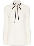 Valentino Georgette Bow Neck Silk Shirt - Neutrals