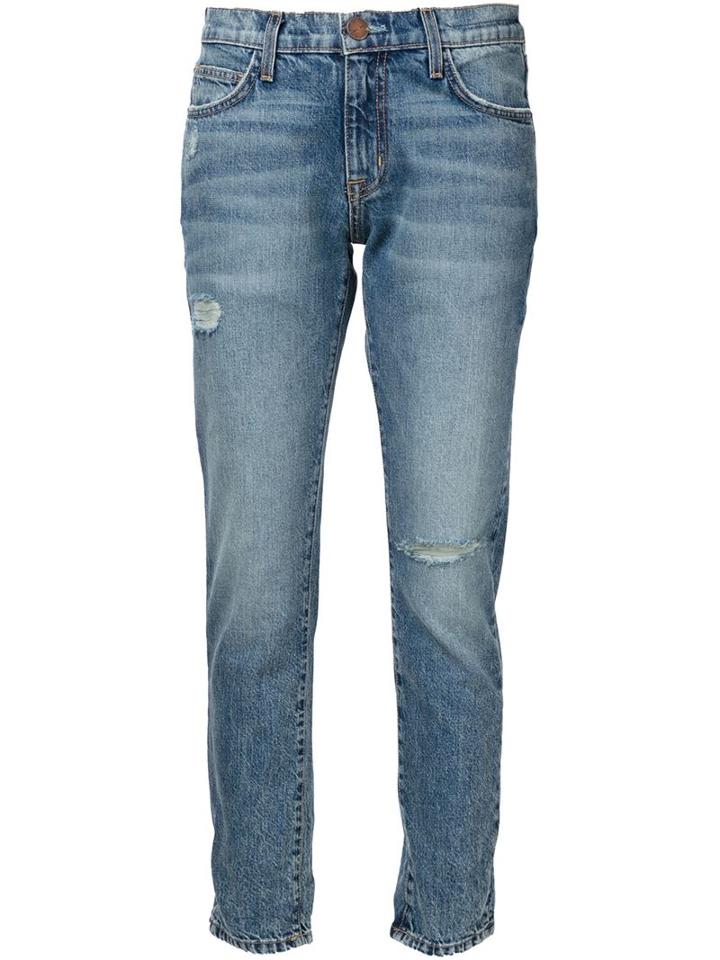 Current/elliott Distressed Fling Jean Trousers, Women's, Size: 24, Blue, Cotton/lyocell