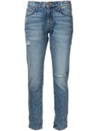 Current/elliott Distressed Fling Jean Trousers, Women's, Size: 24, Blue, Cotton/lyocell